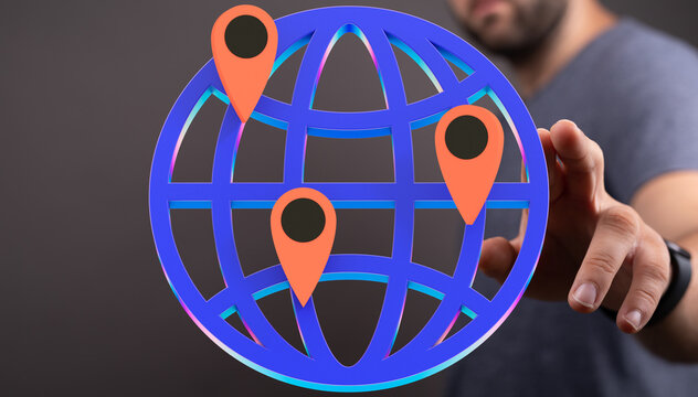 High-quality image depicting global connectivity and location tracking. Ideal for technology, travel, and global business concepts.