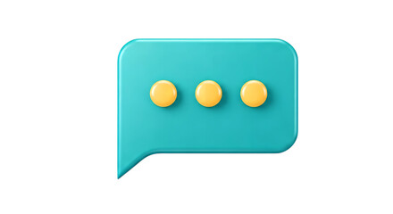 A teal speech bubble with three yellow dots indicating someone is typing on a black background