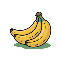 Cartoon Banana Bunch Vector Illustration,Ripe Yellow Bananas in Fun Cartoon Style,Hand Drawn Banana Bunch with Bold Outline,Fresh Bananas Vector in Colorful Style,Cute Banana Fruit Bunch Isolated