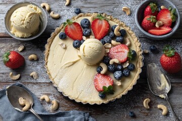 Delicious Tart Dessert Arrangement, Wonderful Fruit And Nuts