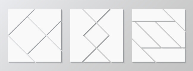 Moodboard grid. Scrapbook layout set. Photo collage template collection. Gallery banner. Mosaic picture frame. Mood board background. Album brandboard. Portfolio images. Vector illustration