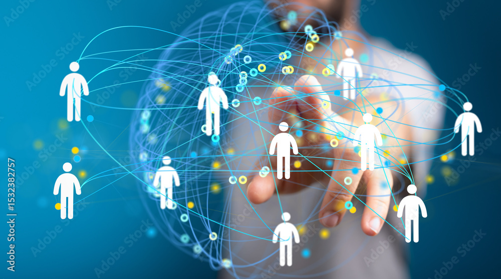 Poster image depicts a digital network connecting individuals, symbolizing global communication and collabo