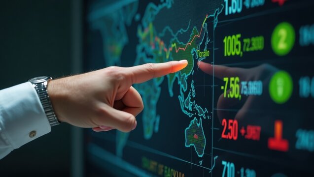 Global Market Analysis Interactive World Map Displaying Key Financial Data