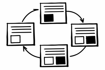 Simple Flat Illustration of Business Process Workflow with Arrows and Boxes