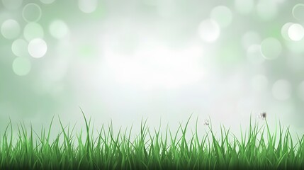 Obraz premium Vibrant Green Grass Blades on Bokeh Background