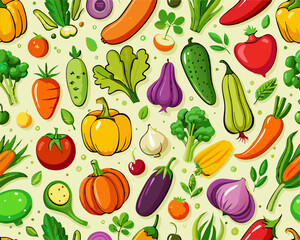 Colorful Vegetable Seamless Pattern Background