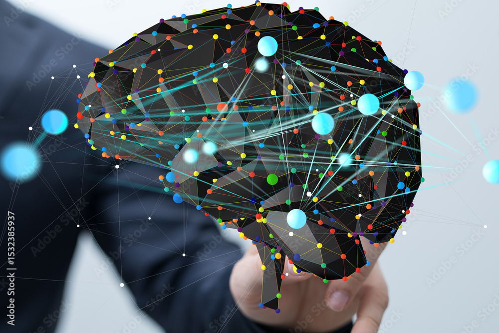 Poster abstract image of a brain network. ai, technology, innovation concept.