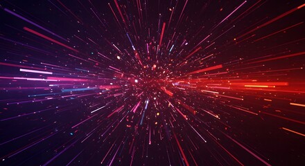 Red and purple light streak burst in abstract background