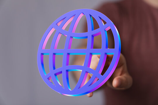 Abstract 3D globe icon,internet, worldwide, connection, global, digital - Powered by Adobe