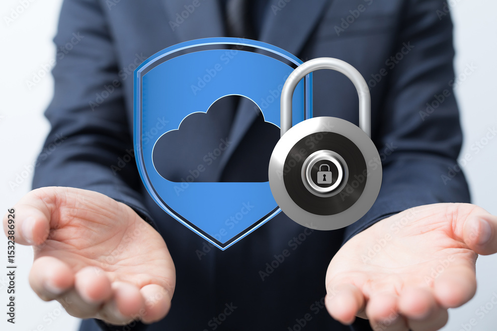 Fototapete Protecting your business data with secure cloud technology and encryption.