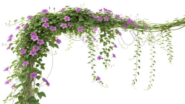Cascading Creeper with Small Purple Flowers and Green Vines (Arch)