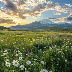 Beautiful mountain meadow near Tsaghkadzor, Armenia.  Enjoy stunning views of Mount Ararat and the Arailer mountains.
