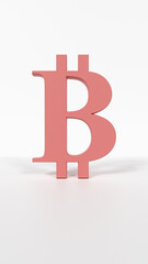 3D Render of Coral Red Bitcoin Symbol on White Background – High Resolution Cryptocurrency Icon for Finance, Blockchain, or Digital Asset Design
