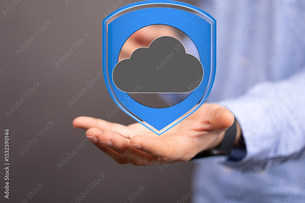Poster protecting your cloud data is crucial. this image depicts secure cloud technology.