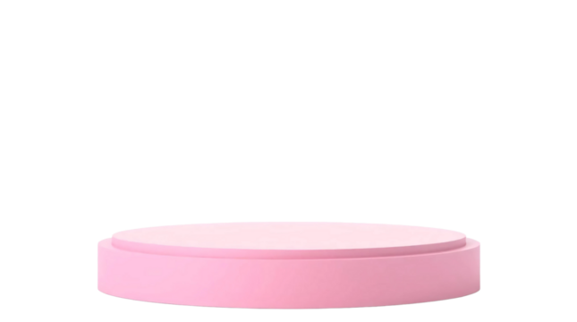 Empty round pink podium isolated on transparent background