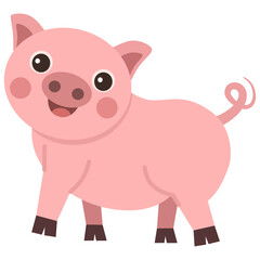 Illustration of a pink pig animal