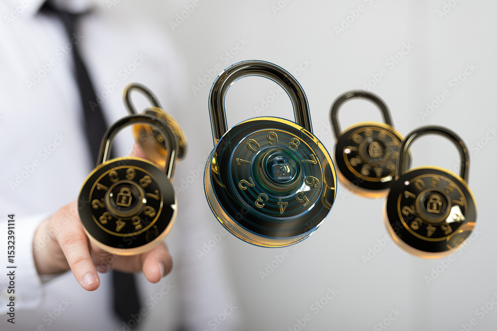 Aufkleber High-quality image of combination locks, representing data security and protection.