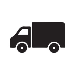 Black Delivery Truck Icon – Cargo Transport Vehicle Silhouette Clipart

