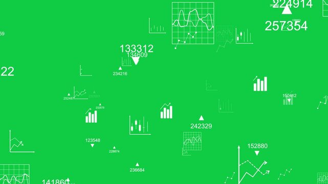 economy and financial infographics and icons isolated on green background animation,stock market and exchange news motion design element	 - Powered by Adobe