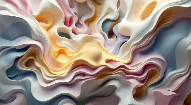 A 3D structure of fluidlike organic forms constantly morphing into hard edged geometric shapes, then back again