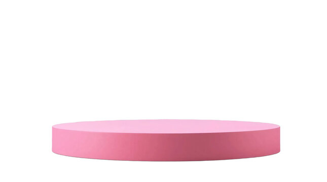 Empty round pink podium isolated on transparent background