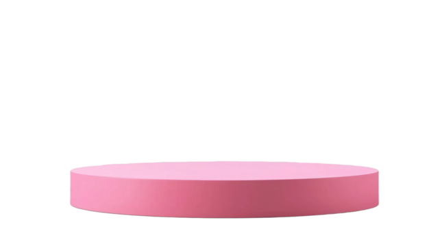 Empty round pink podium isolated on transparent background