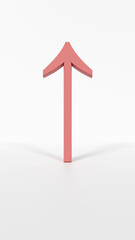 3D Render of Coral Red Up Arrow Symbol on White Background – High Resolution Icon for Growth, Finance, or Business Trend Design
