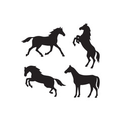 black horse silhouettes, horse silhouettes set vector illustration black action horses icon sign vector symbol