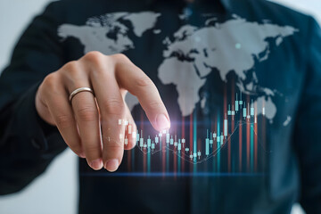 Business Professional Analyzing Market Trends with Digital Chart Overlay
