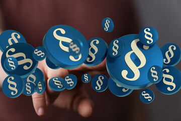 Abstract 3D rendering of paragraph symbols.  Perfect for legal, law, and justice concepts.