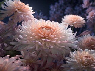 Obraz premium Beautiful Cluster of Soft Pink and White Dahlia Flowers