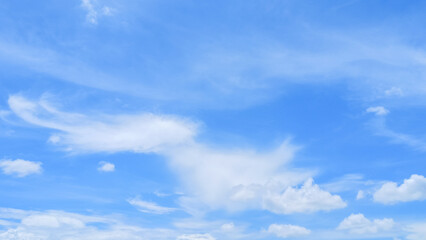 Minimal style background image, clear sky with few floating clouds