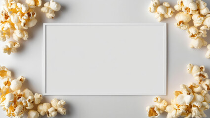 Popcorn Border Frame with White Space for Text, Perfect for Movie Night Announcements or Snack Promotions