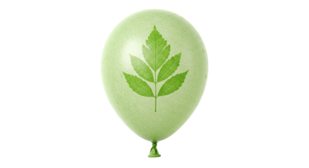 Green balloon with leaf symbol isolated on white background