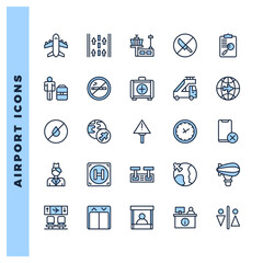 25 Airport Two Color icons pack. vector illustration.