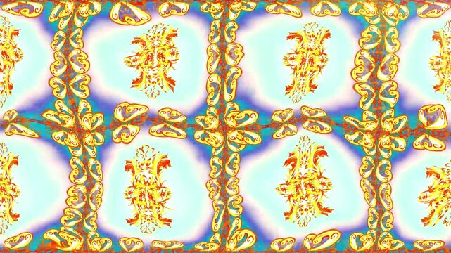 Motion footage background with colorful elements. Flowers. Vintage. Flag style. Video. Template. Loop. Seamless. 
