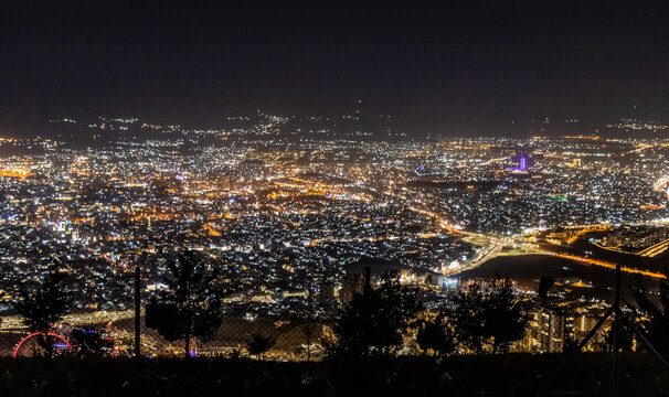 Night aerial view of Sulaymaniyah (Slemani), Kurdistan Region of Iraq