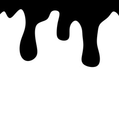 Minimalist black dripping liquid or paint vector illustration. High contrast abstract design element with smooth dripping shapes and drops. Perfect for graphic design, posters, packaging, backgrounds