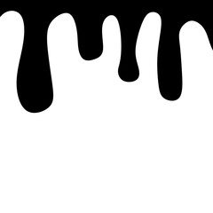 Minimalist black dripping liquid or paint vector illustration. High contrast abstract design element with smooth dripping shapes and drops. Perfect for graphic design, posters, packaging, backgrounds