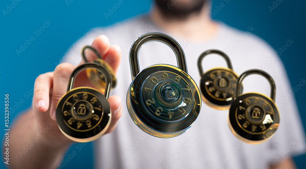 Poster Protecting your information is key.  Explore digital security and combination lock solutions.