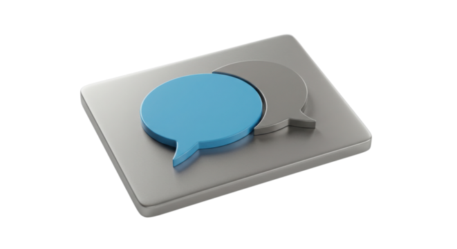 Metal chat bubble icon with speech balloons isolated PNG with Transparent Background