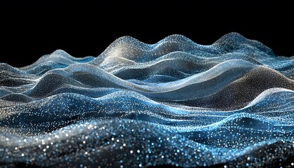 Abstract digital landscape of shimmering particles.