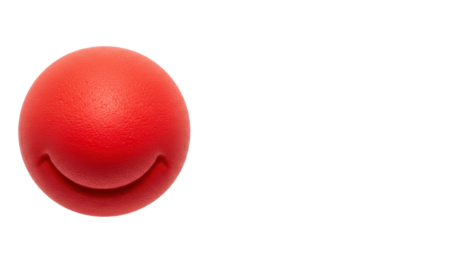 Red clown nose with smiling face isolated PNG with Transparent Background