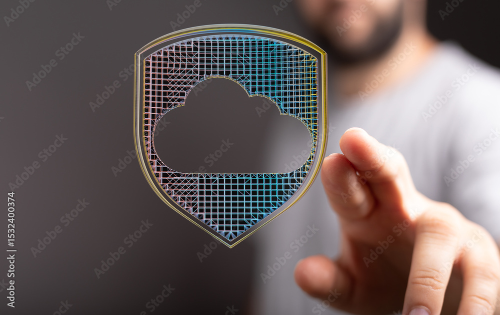 Poster Ensuring data security in the cloud.  Robust protection for your valuable information.