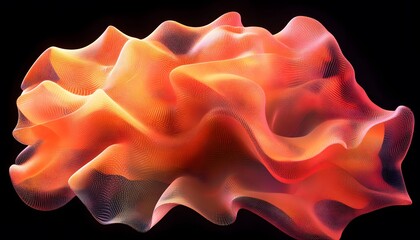Abstract, flowing form with vibrant color gradients.