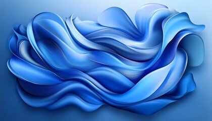 Abstract fluid shapes in shades of blue.