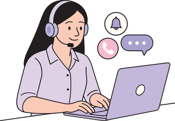 Customer Support Vector Illustration on White Background