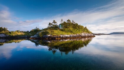 view of the small cape and it s reflection porsanger fjord russenes norway