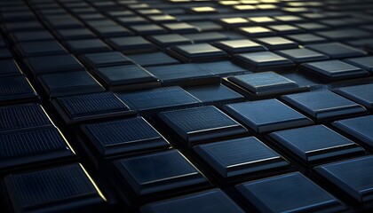 Close-up view of a grid of dark squares.