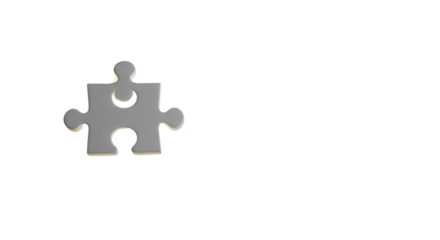 Single gray jigsaw puzzle piece isolated on white background